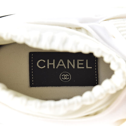 Chanel Stretch Fabric CC Sneakers 38.5 White 7 of 8