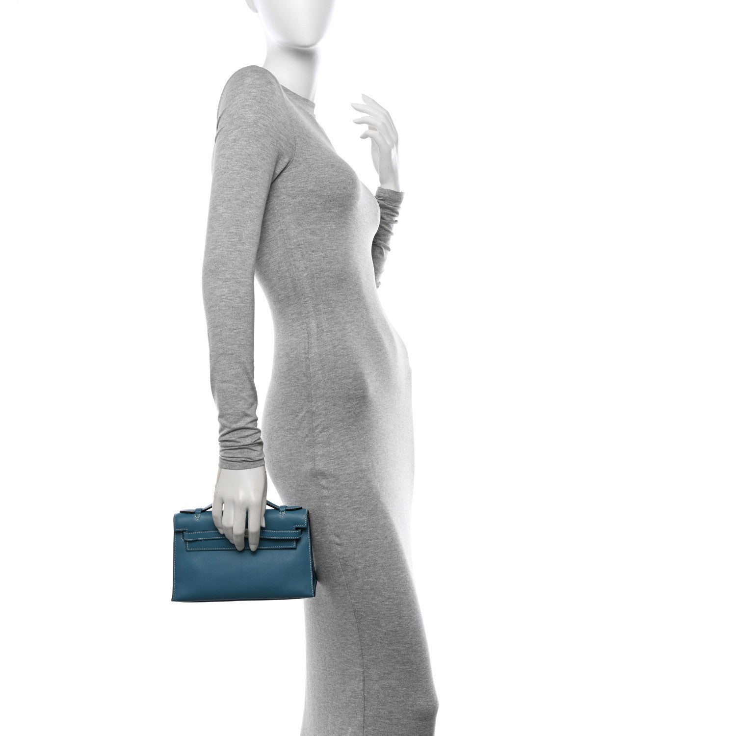 Hermes Swift Kelly Pochette Clutch Blue Jean 2 of 11