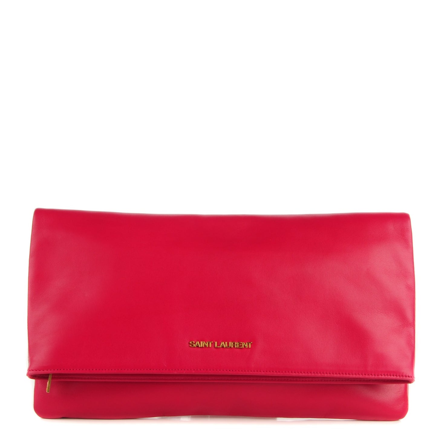 Smooth Calfskin Letters Fold-Over Clutch Fuchsia