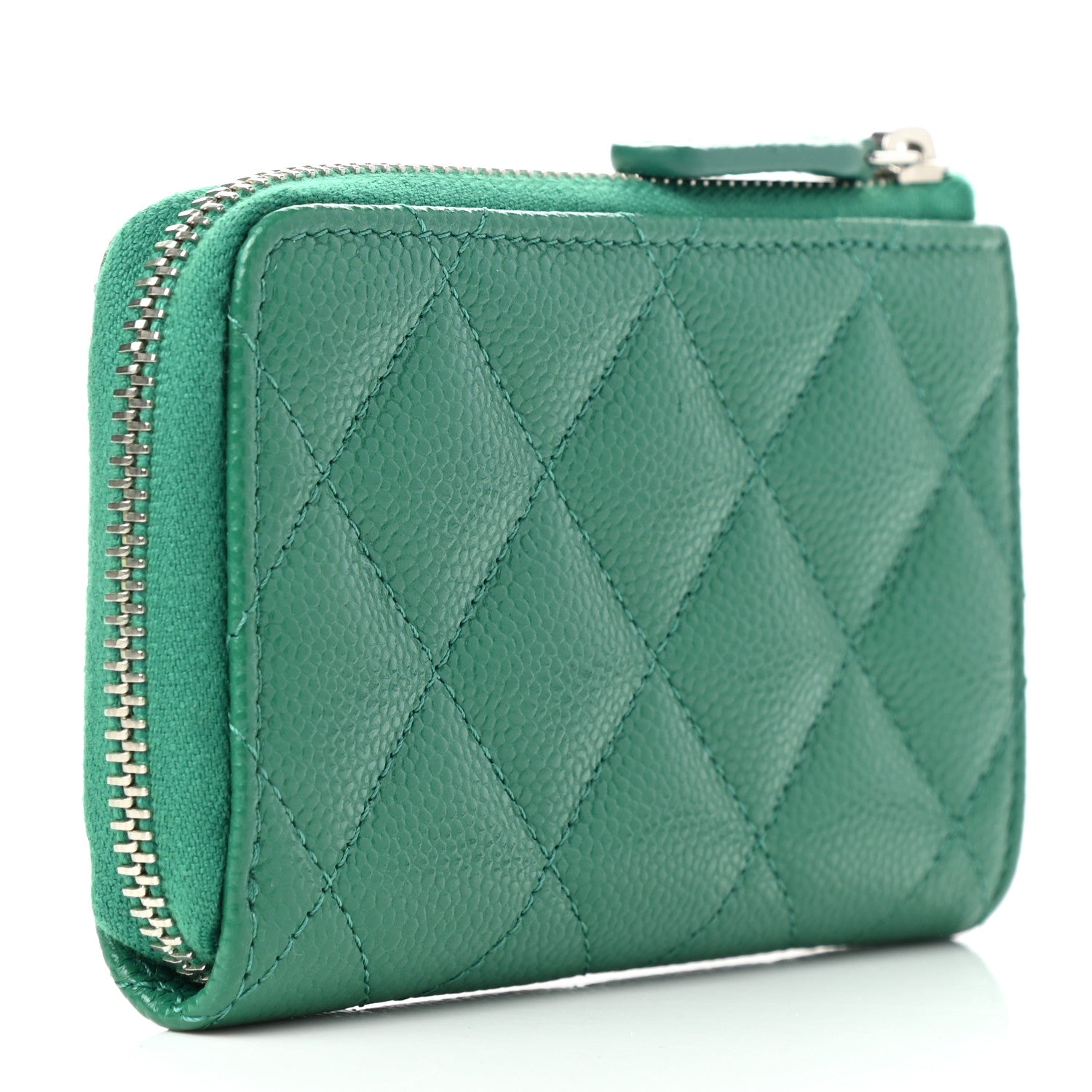 Chanel Caviar Quilted Zipped Key Holder Case Green 3 of 7