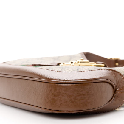 Gucci GG Supreme Monogram Azalea Calfskin Web Small Jackie 1961 Hobo Beige Ebony Brown Sugar 11 of 11