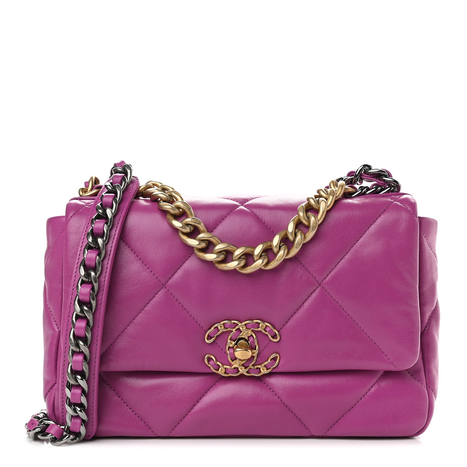 Chanel Lambskin Quilted Medium Chanel 19 Flap Purple 1 of 9