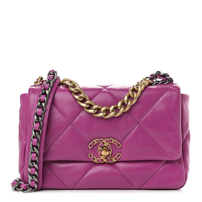 Chanel Lambskin Quilted Medium Chanel 19 Flap Purple 1 of 9