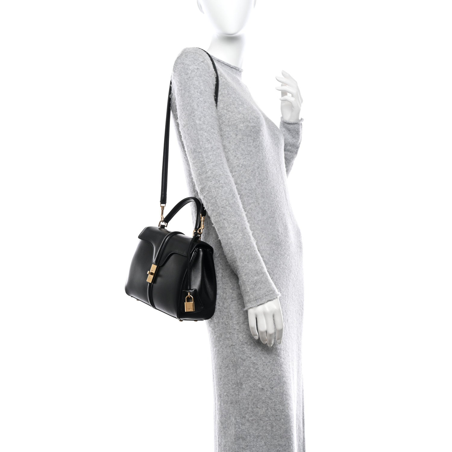 Celine Satinated Calfskin Small 16 Top Handle Bag Black 2 of 12