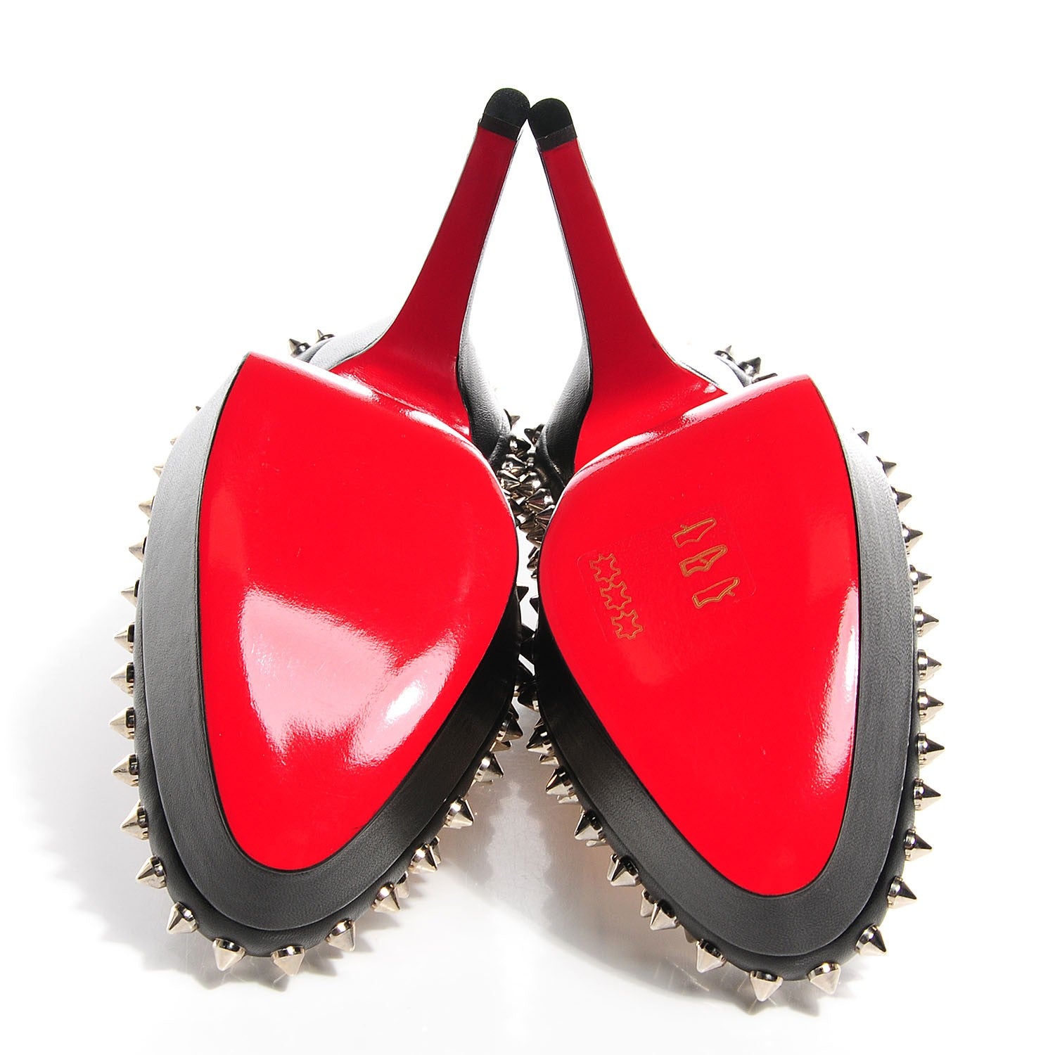 Christian Louboutin Nappa Bianca Spikes 140 Pumps 37 Black Silver 5 of 6