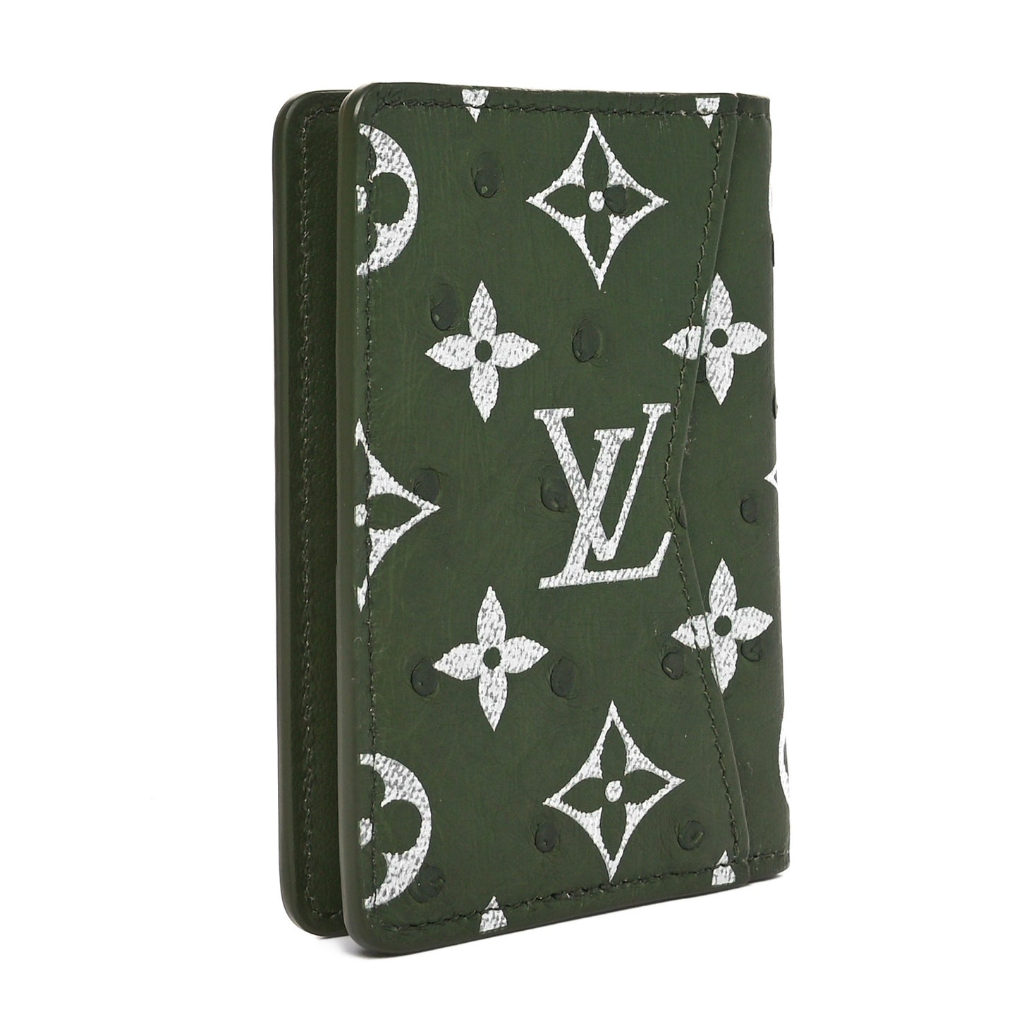 Ostrich Monogram Pocket Organizer Cactus