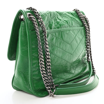 Saint Laurent Crinkled Calfskin Matelasse Monogram Medium Niki Chain Satchel New Vert Praire 3 of 10