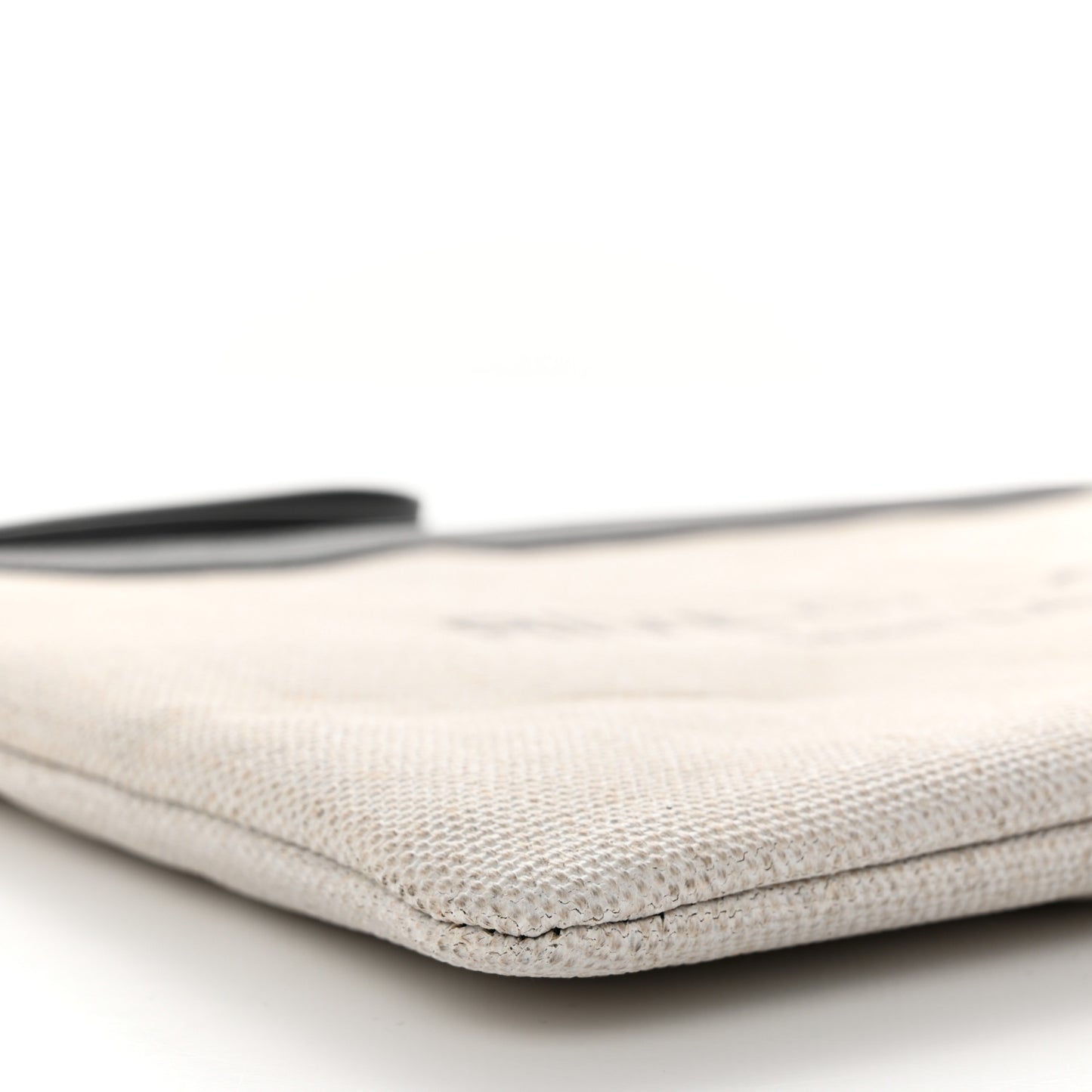Linen Canvas Rive Gouche Zipped Pouch Optic White