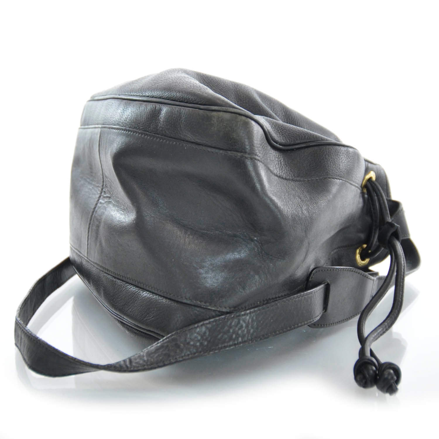 Gucci Leather Web Drawstring Bag Black 4 of 9