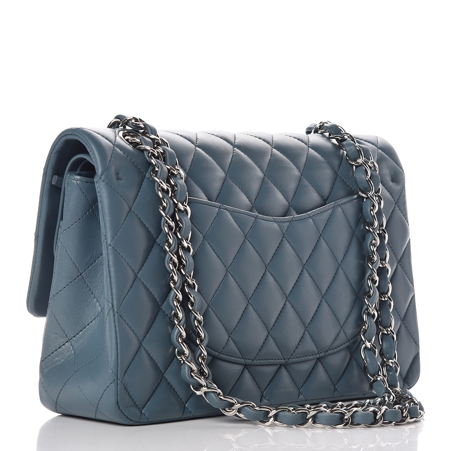 Chanel Lambskin Quilted Medium Double Flap Blue 3 of 10