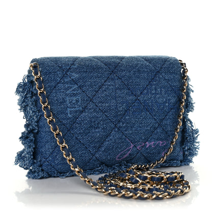 Chanel Denim Quilted Denim Mood Clutch With Chain Blue Multicolor 3 of 10