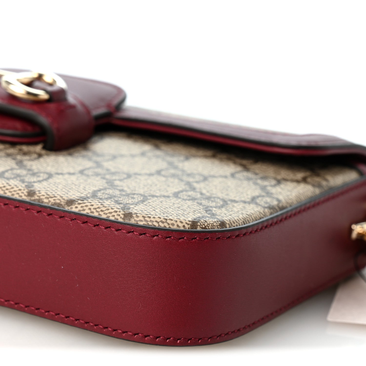 Gucci GG Supreme Monogram Azalea Calfskin Horsebit 1955 Mini Bag Beige Ebony Rosso Ancora 11 of 12