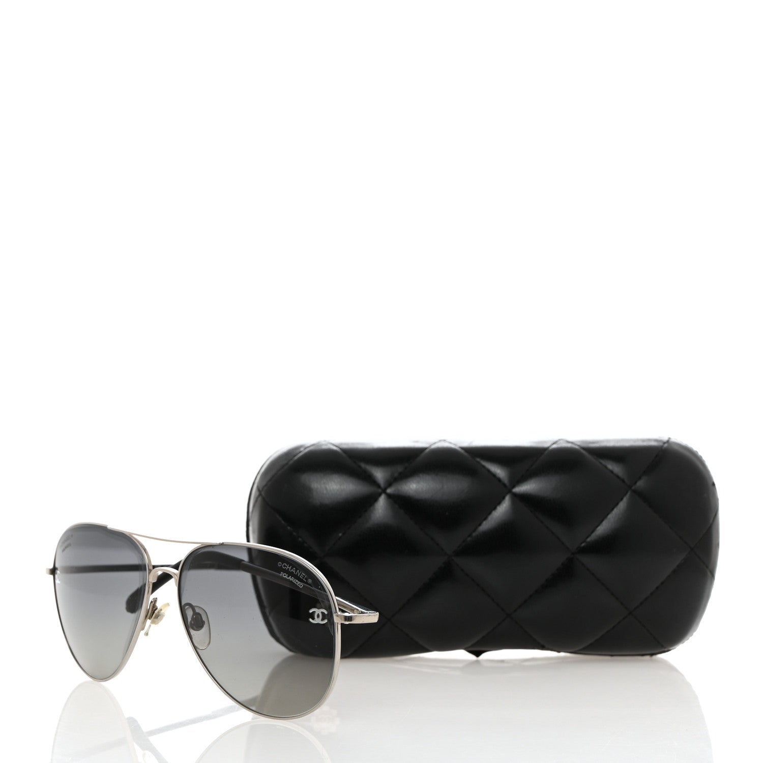 Chanel Aviator CC Sunglasses 4189-T-Q Silver Black 9 of 9