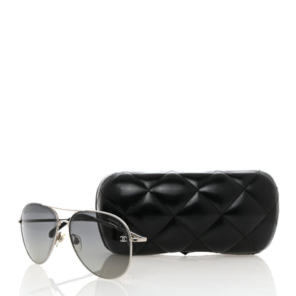 Chanel Aviator CC Sunglasses 4189-T-Q Silver Black 9 of 9