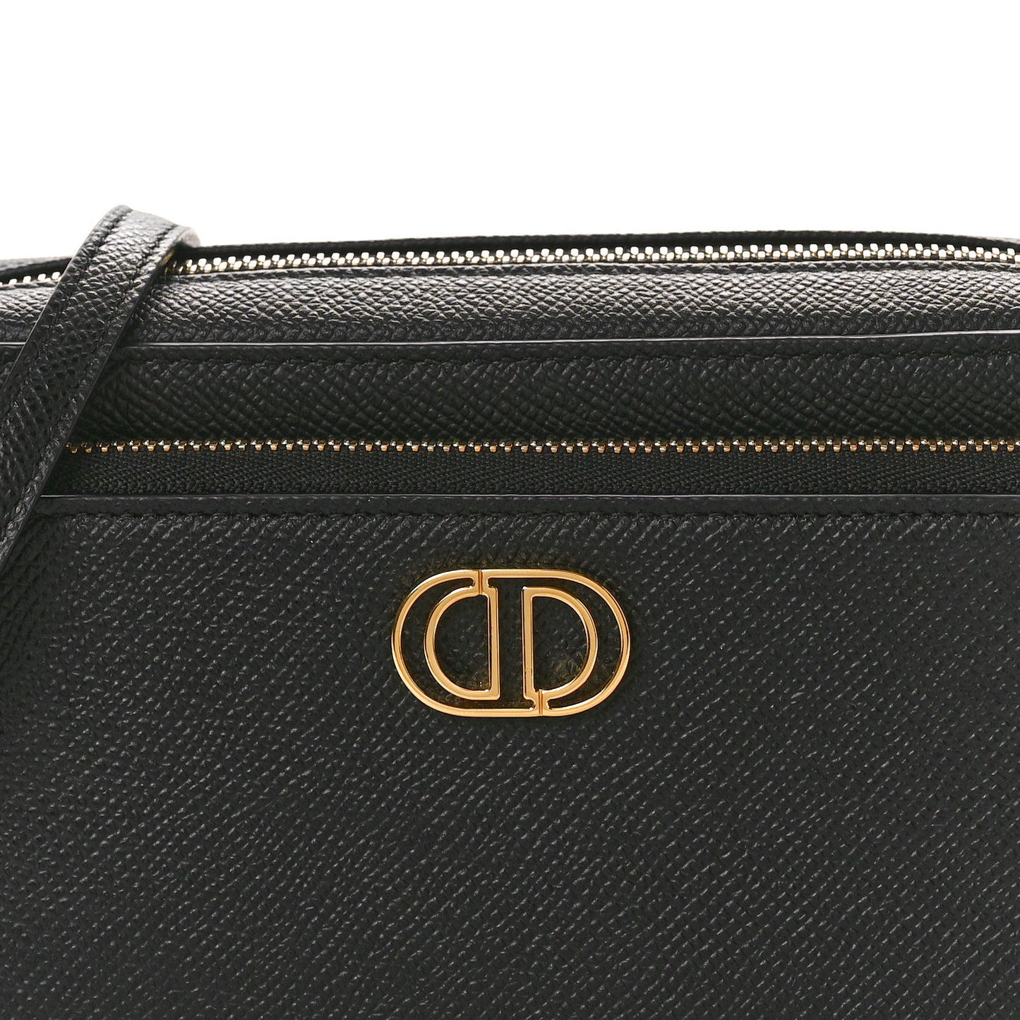 Grained Calfskin Caro Double Pouch Black