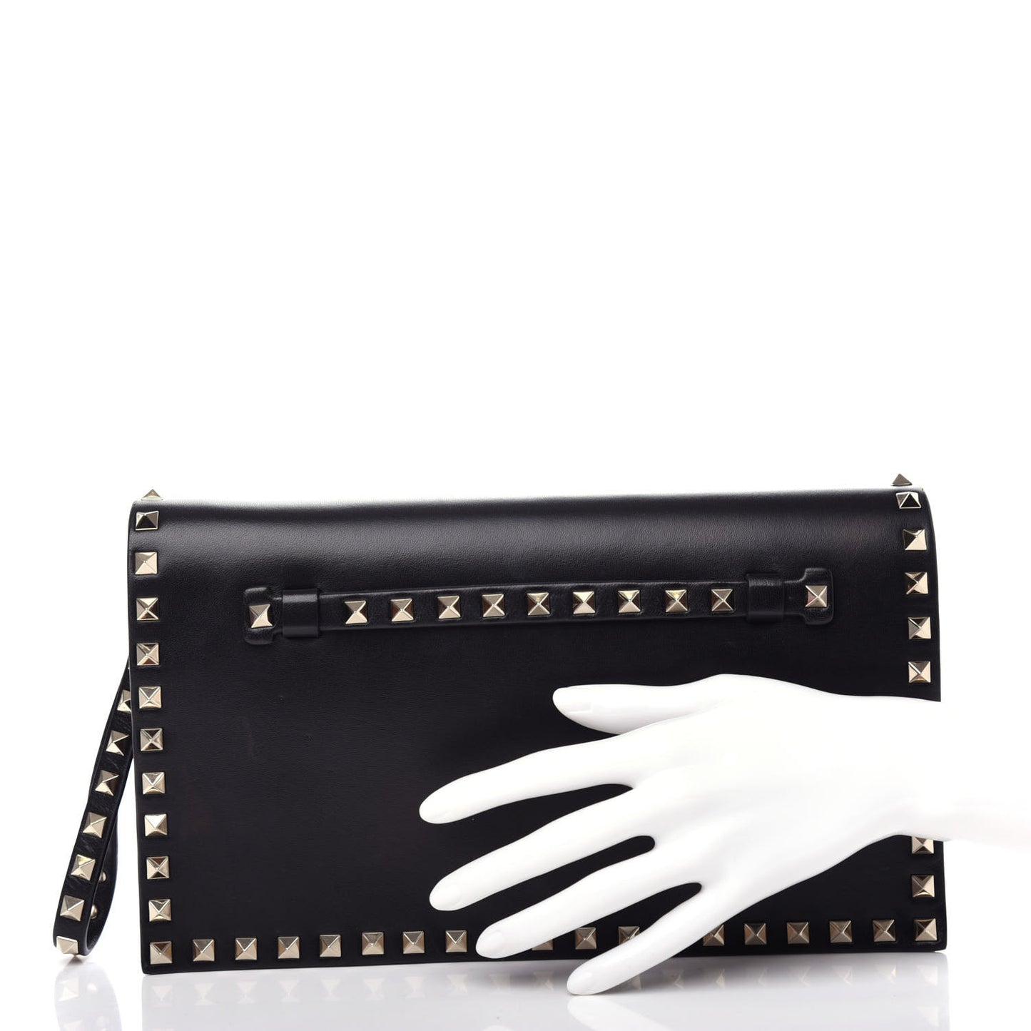 Nappa Rockstud Wristlet Clutch Black