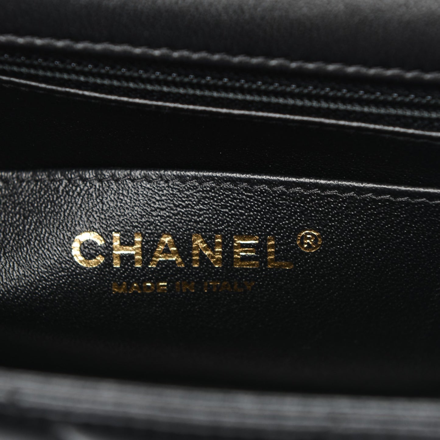 Lambskin Chevron Quilted Mini Square Flap Black