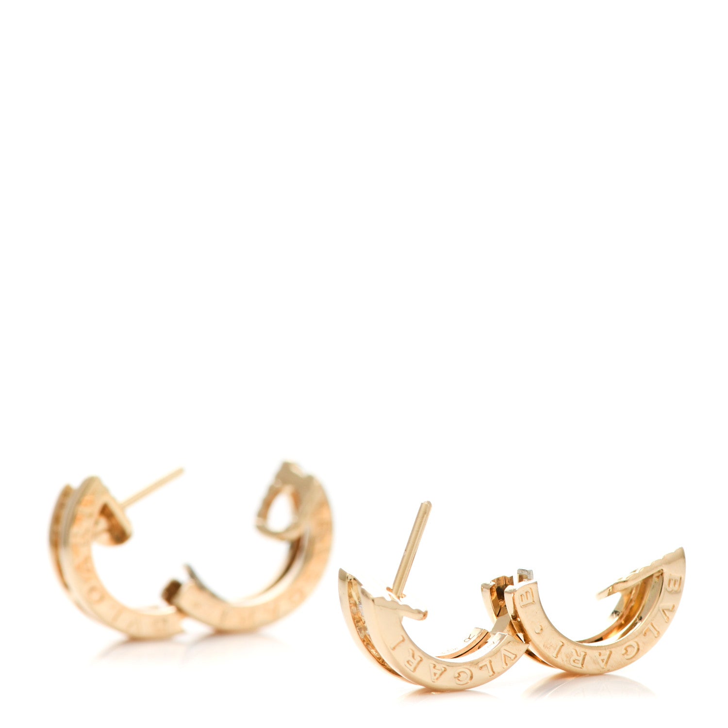 Bulgari 18K Yellow Gold Diamond Small B.Zero1 Hoop Earrings 3 of 7