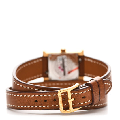 Hermes Stainless Steel Barenia 17.2mm Heure H Hour Double Tour Quartz Watch Fauve 3 of 5