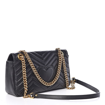 Gucci Calfskin Matelasse Small GG Marmont Shoulder Bag Black 3 of 9