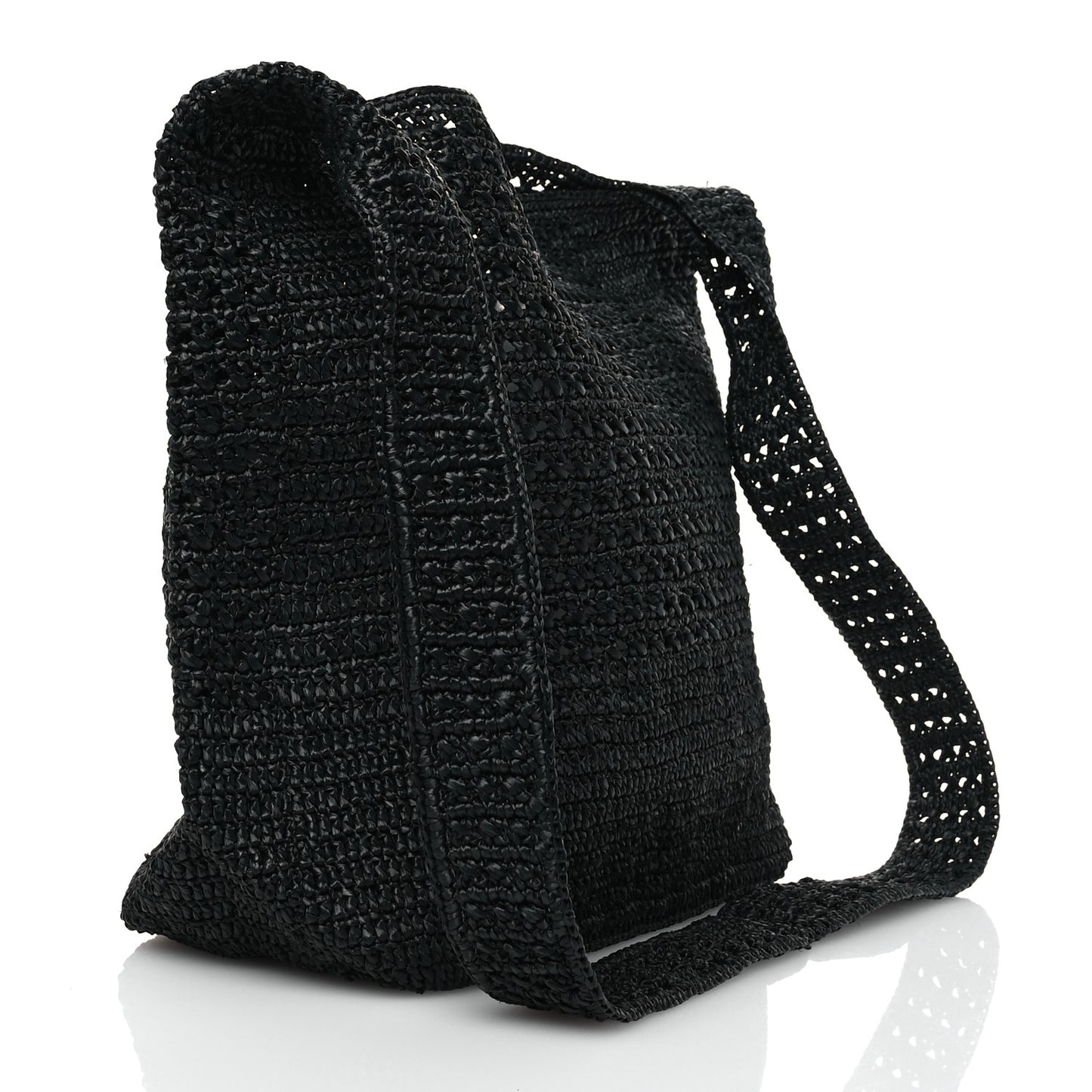 Raffia Monogram Le 5 A 7 Medium Tote Black