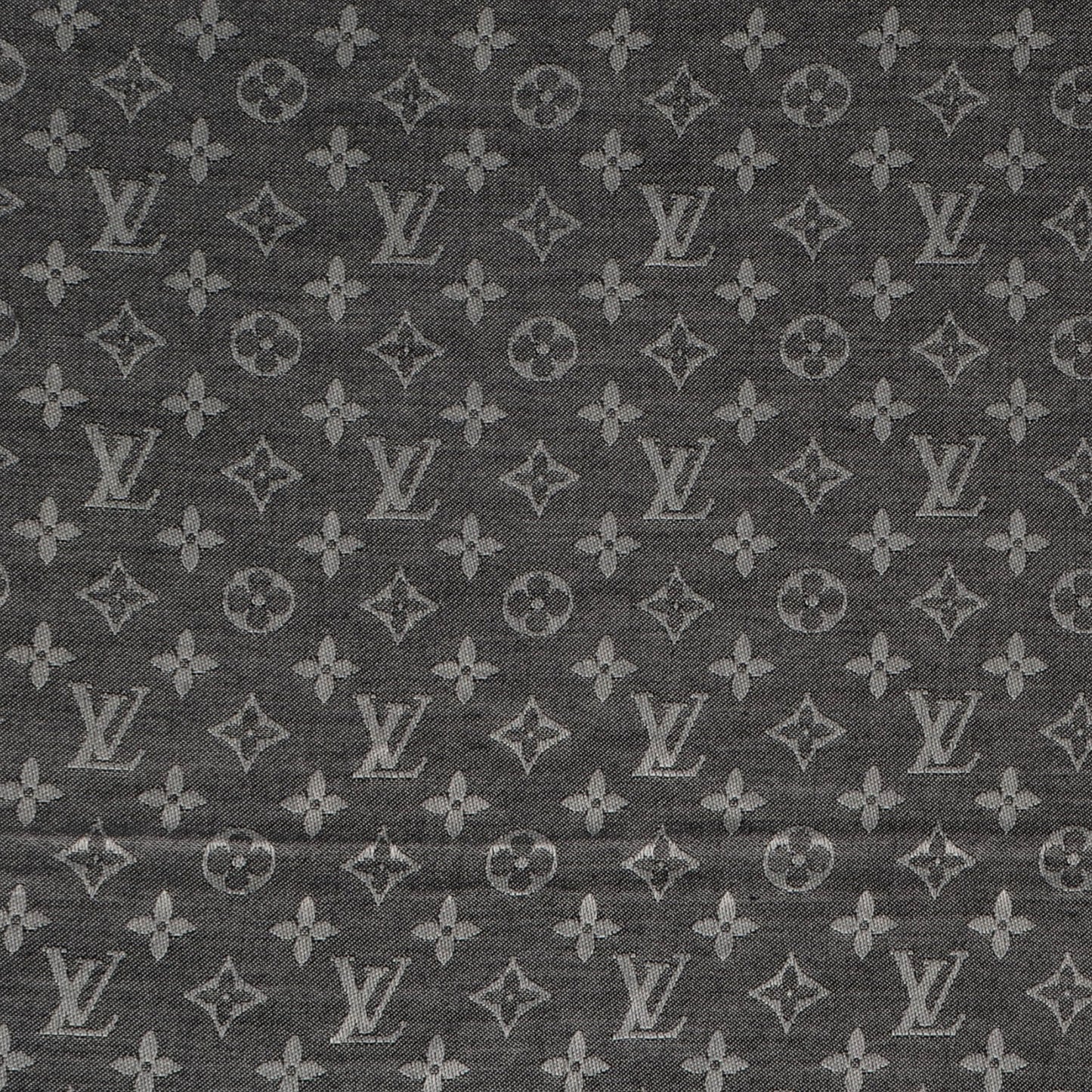 Silk Wool Monogram Denim Shawl Black