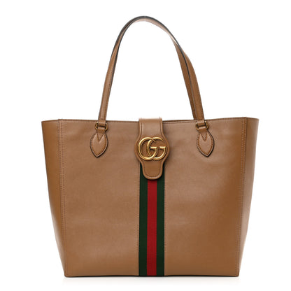 Gucci New Sakai Calfskin Lux Web Medium Dahlia Tote Quarz Beige 1 of 9