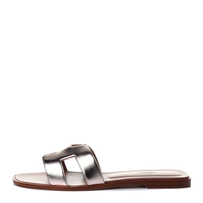 Hermes Metallic Nappa Oran Sandals 40 Rose Dore 1 of 9