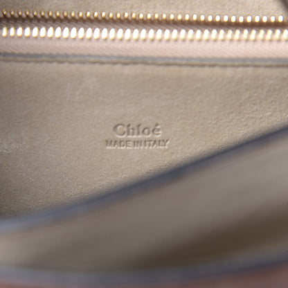 Chloe Calfskin Crocodile Embossed Medium Faye Shoulder Bag Mahogany 6 of 9