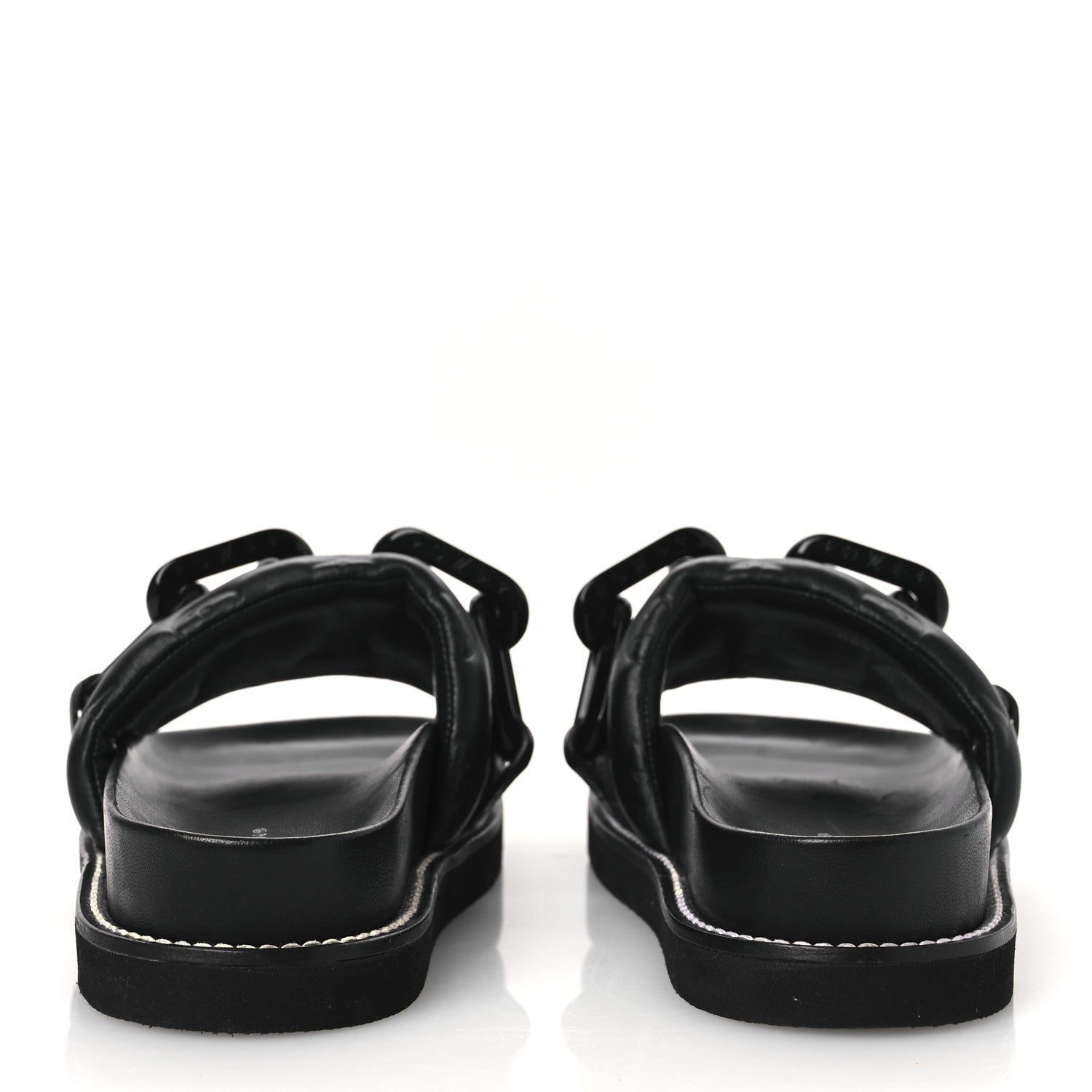 Louis Vuitton Calfskin Embossed Monogram Sunset Flat Comfort Mule 38.5 Black 6 of 11