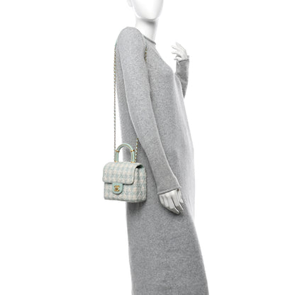 Chanel Tweed Handle Crush Top Handle Flap Bag Light Blue Ecru 2 of 11