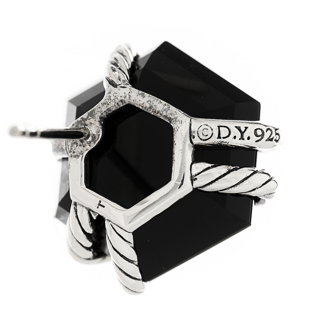 Sterling Silver Diamond Black Onyx 14mm Cable Wrap Earrings