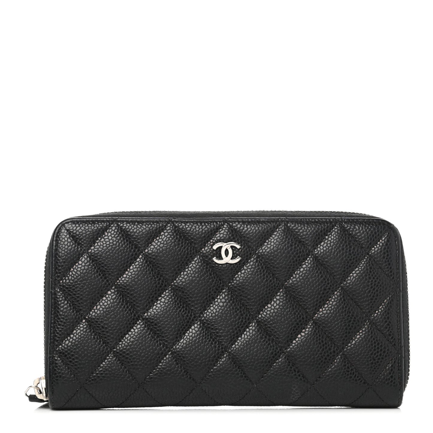 Caviar Quilted Large Gusset Zip Around Wallet Black