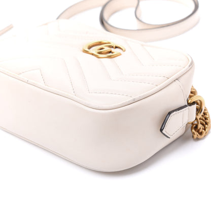 Gucci Calfskin Matelasse Mini GG Marmont Chain Shoulder Bag White 6 of 12