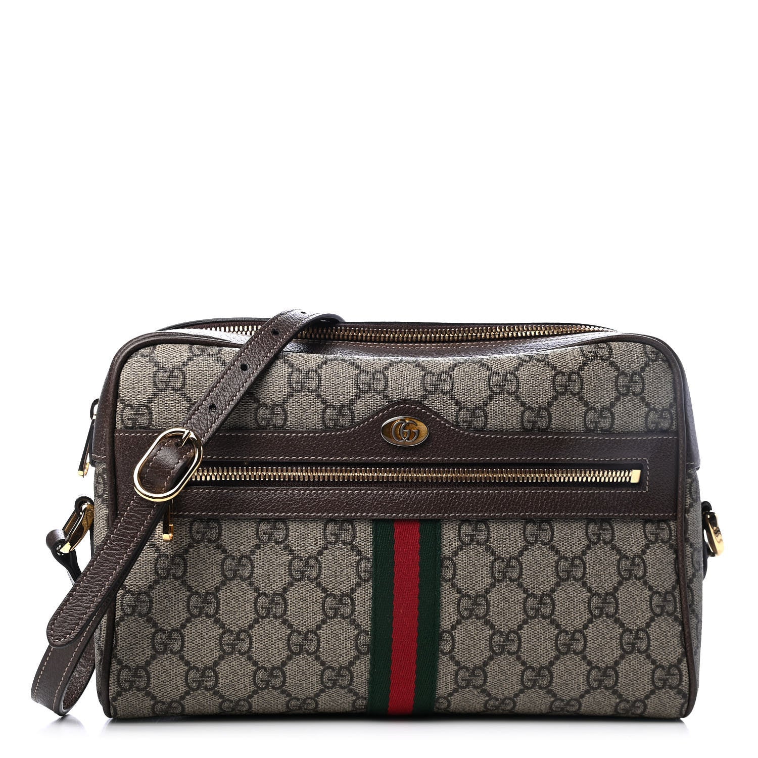 Gucci GG Supreme Monogram Web Small Ophidia Shoulder Bag Brown 1 of 5