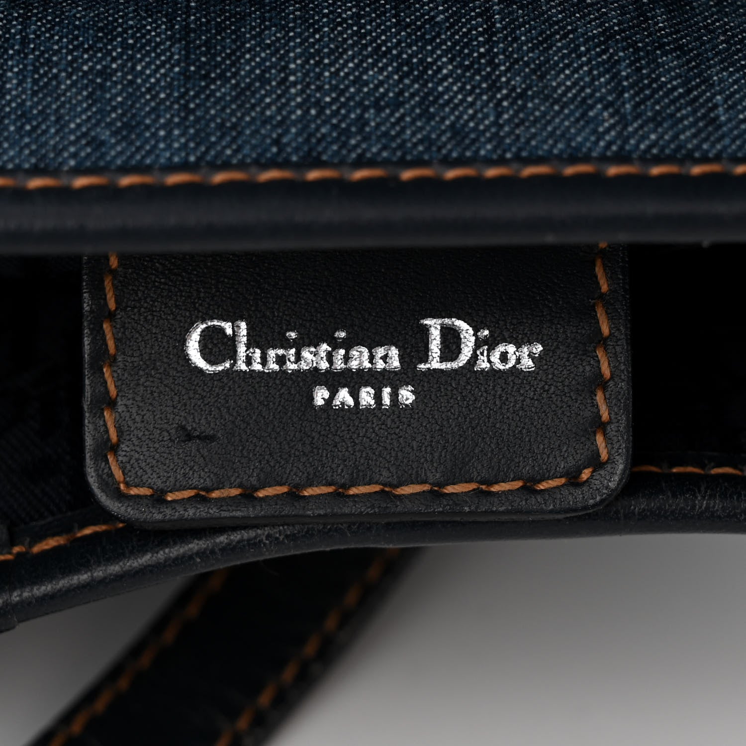 Christian Dior Denim Crystal Floral Embroidered Saddle Bag