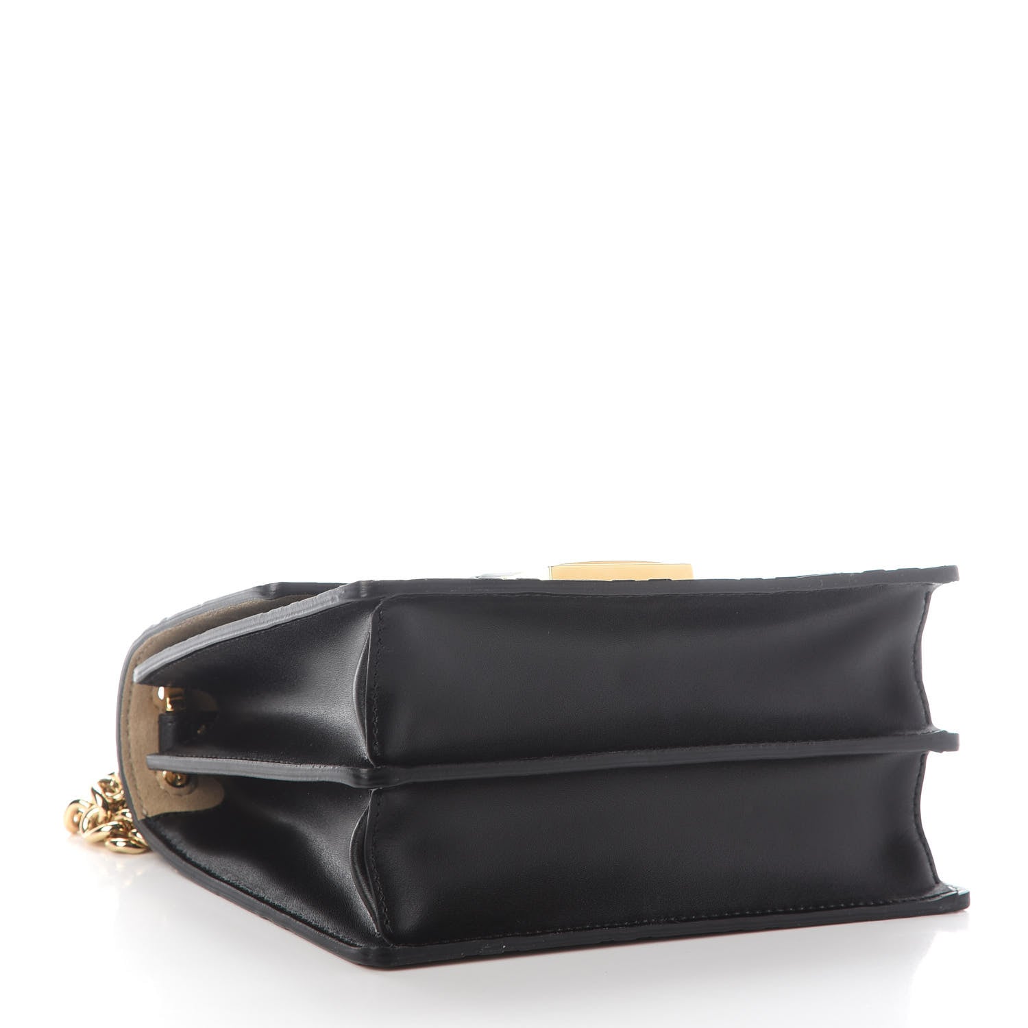 Fendi Vitello Liberty Bi-Color FF 1974 Embossed Small Kan U Shoulder Bag Maya Black 4 of 9