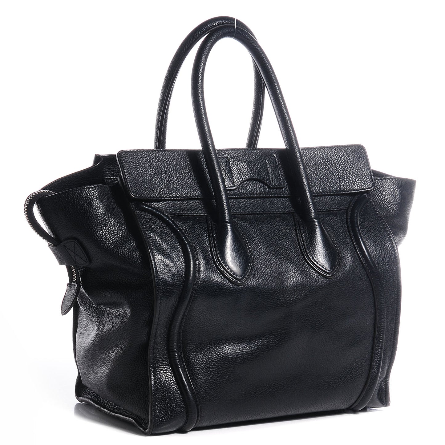 Drummed Calfskin Mini Luggage Black