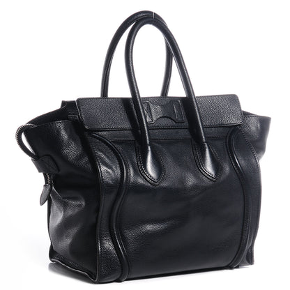 Celine Drummed Calfskin Mini Luggage Black 3 of 8