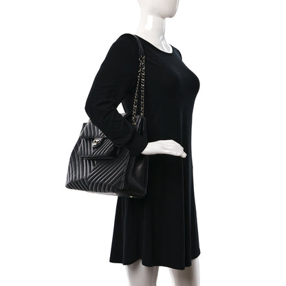 Chanel Caviar Chevron Quilted Flap Tote Black 2 of 10