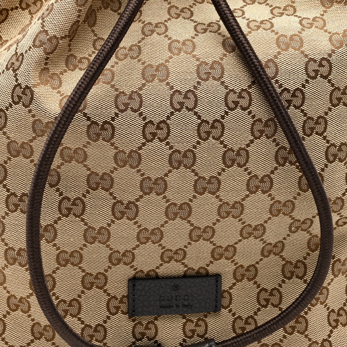 Monogram Dollar Calfskin O Drawstring Backpack Beige Ebony Testa di Moro Dark Chocolate