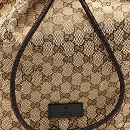 Gucci Monogram Dollar Calfskin O Drawstring Backpack Beige Ebony Testa di Moro Dark Chocolate 8 of 10