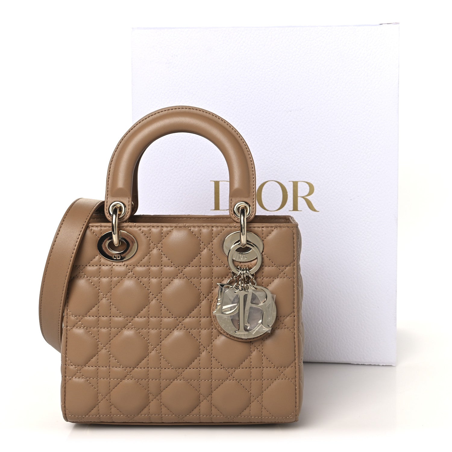 Christian Dior Lambskin Cannage Small Lady Dior Camel 1851201