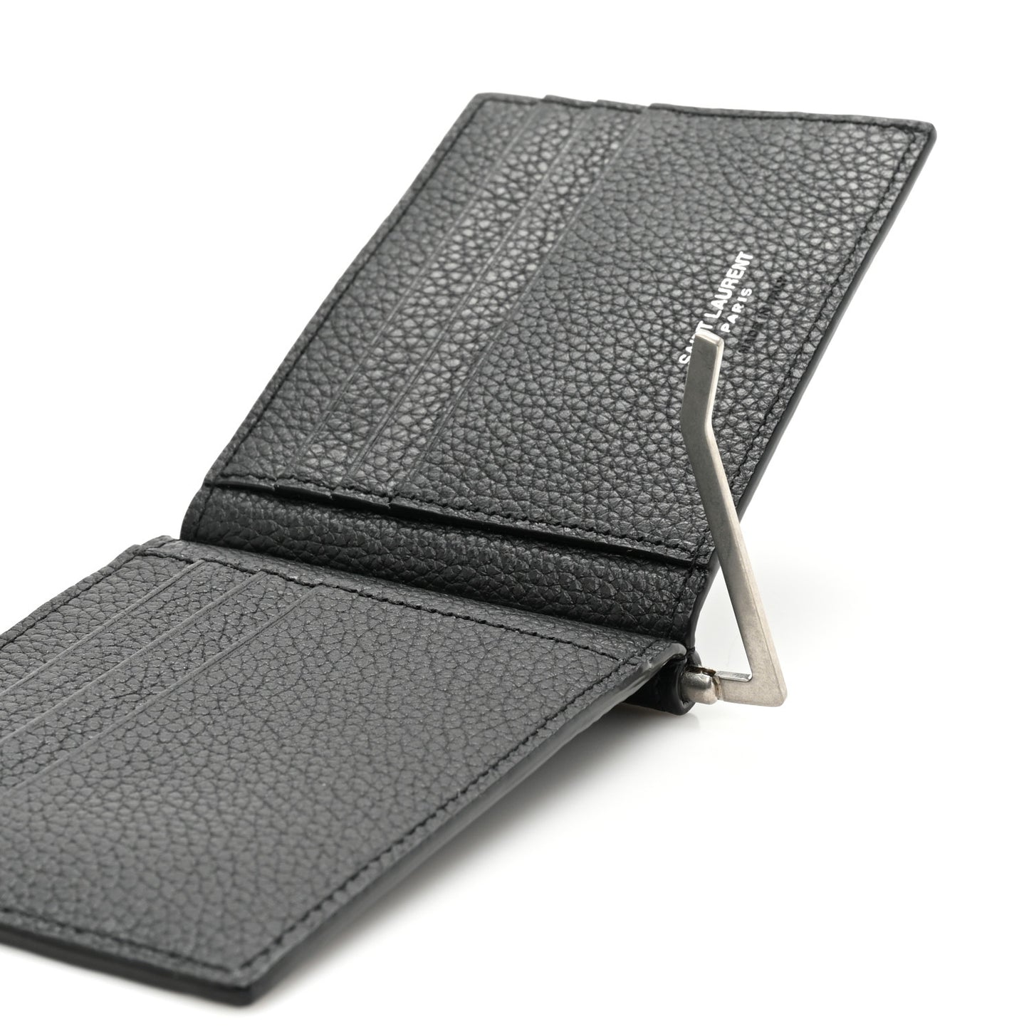 Grained Calfskin Cassandre Shadow Bill Clip Wallet Black