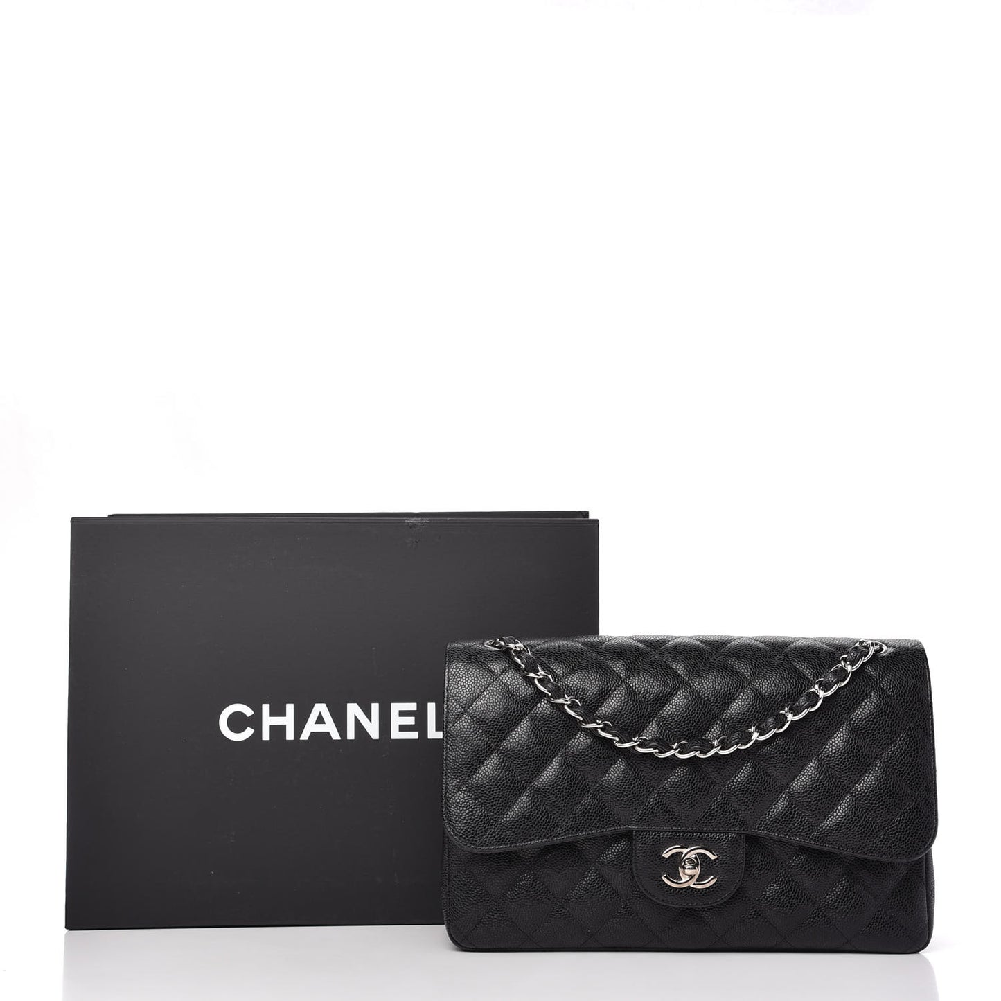 Caviar Quilted Jumbo Double Flap Black