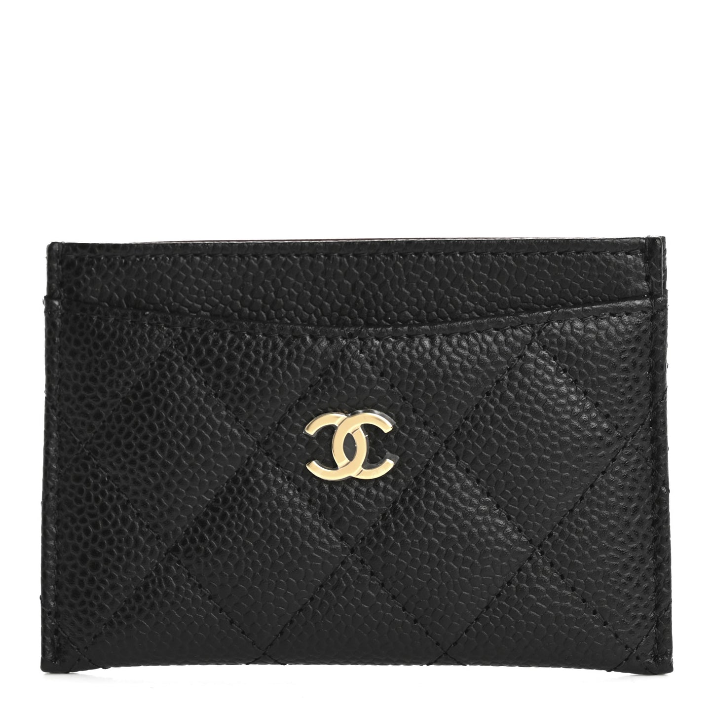 Caviar Quilted Card Holder Black