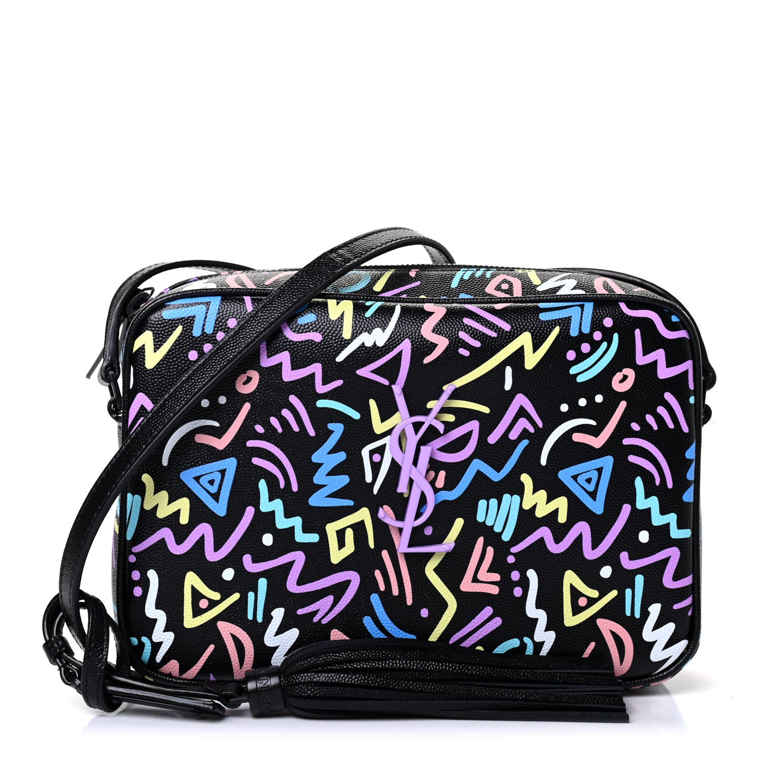 Saint Laurent Grain De Poudre Medium Classic Monogram Multicolor Graphic Print Lou Camera Bag Black 1 of 4