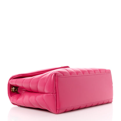 Saint Laurent SAINT LAURENT Calfskin Y Quilted Monogram Small Loulou Chain Satchel Fresh Fuchsia 4 of 11