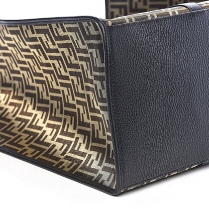 Fendi Fabric Jacquard Cuoio Roma FF Metallic Thread Karligraphy Tote Gold Black 8 of 10