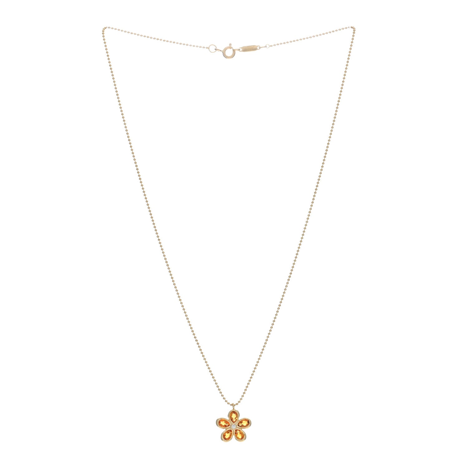 Tiffany 18K Yellow Gold Citrine Diamond Sparklers Flower Pendant Necklace 2 of 4